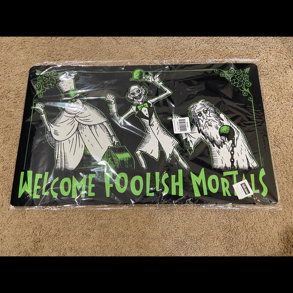 Disney The Haunted Mansion Hitchhiking Ghost Doormat NEW Welcome Foolish Mortals